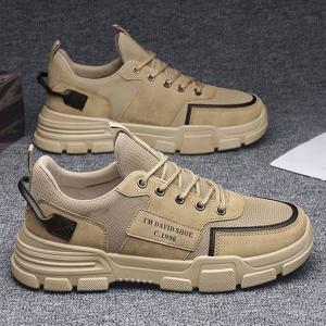 Men's Sneakers Canvas Shoes Low Top Outdoor Walking Shoes-Beige