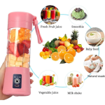 Portable Blender USB Rechargeable Juicer Blender, Mini Electric Blender Portable Cup Travel Size For Shakes Smoothies Fruit Veggie Juicer Cup,380ml 13oz Six Blades (Pink)