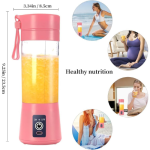 Portable Blender USB Rechargeable Juicer Blender, Mini Electric Blender Portable Cup Travel Size For Shakes Smoothies Fruit Veggie Juicer Cup,380ml 13oz Six Blades (Pink)