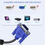 VGA to VGA Video Cable 6 feet/1.8m, 15 pin 1080P Full HD Male to Male Monitor Cable for Computer PC Laptops TV Projectors to Monitor Screen Projector with VGA Plug Port